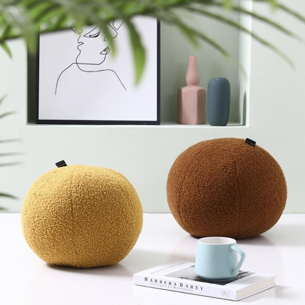 Plush Ball Shaped Boucle Cushion