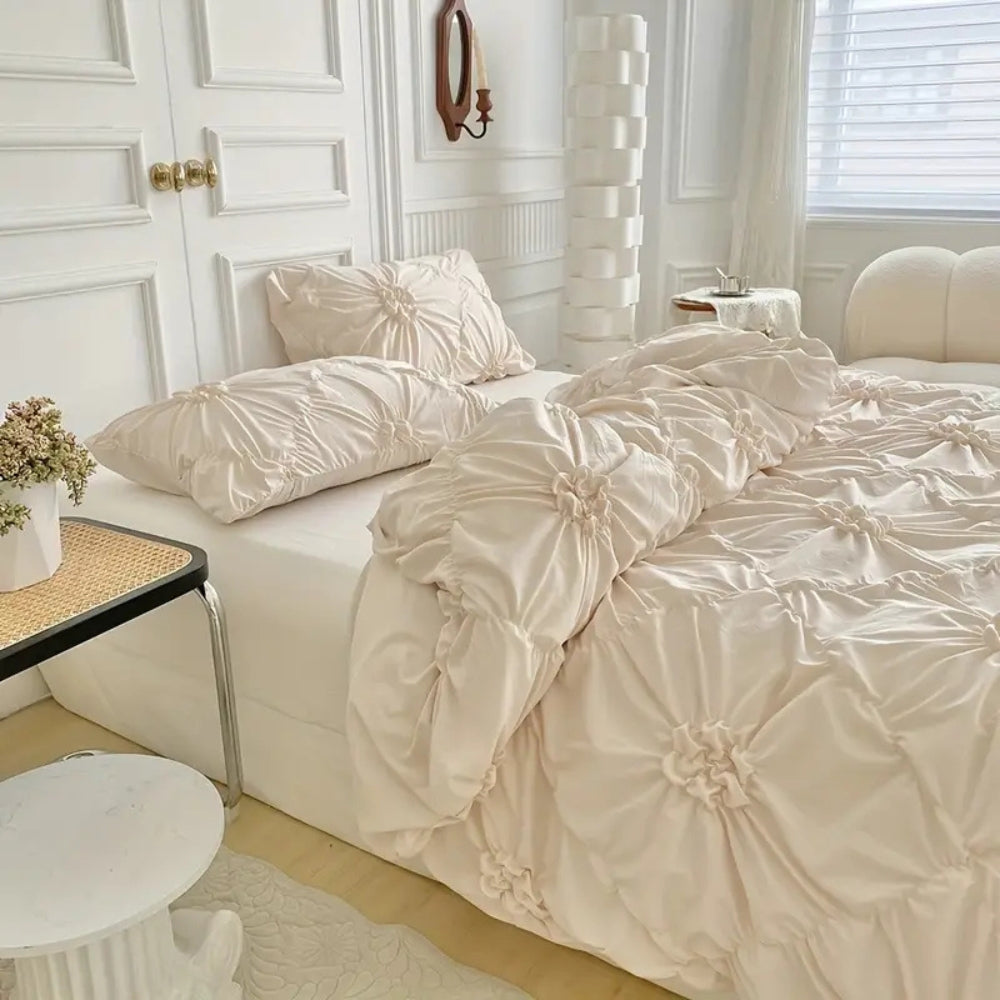 Taavita Ruffle Flower Quilt Cover Set - Elegant Plisserad Design för Lyxig Komfort