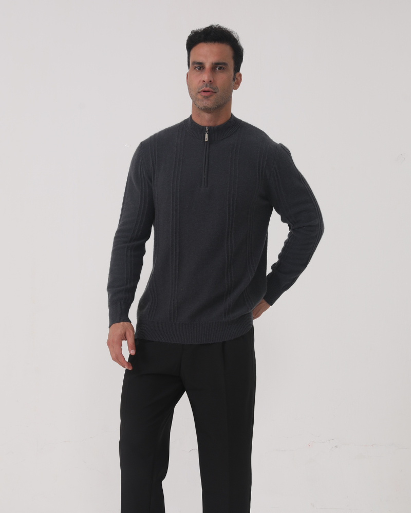 100% Kaszmir Ribbed Half Zip