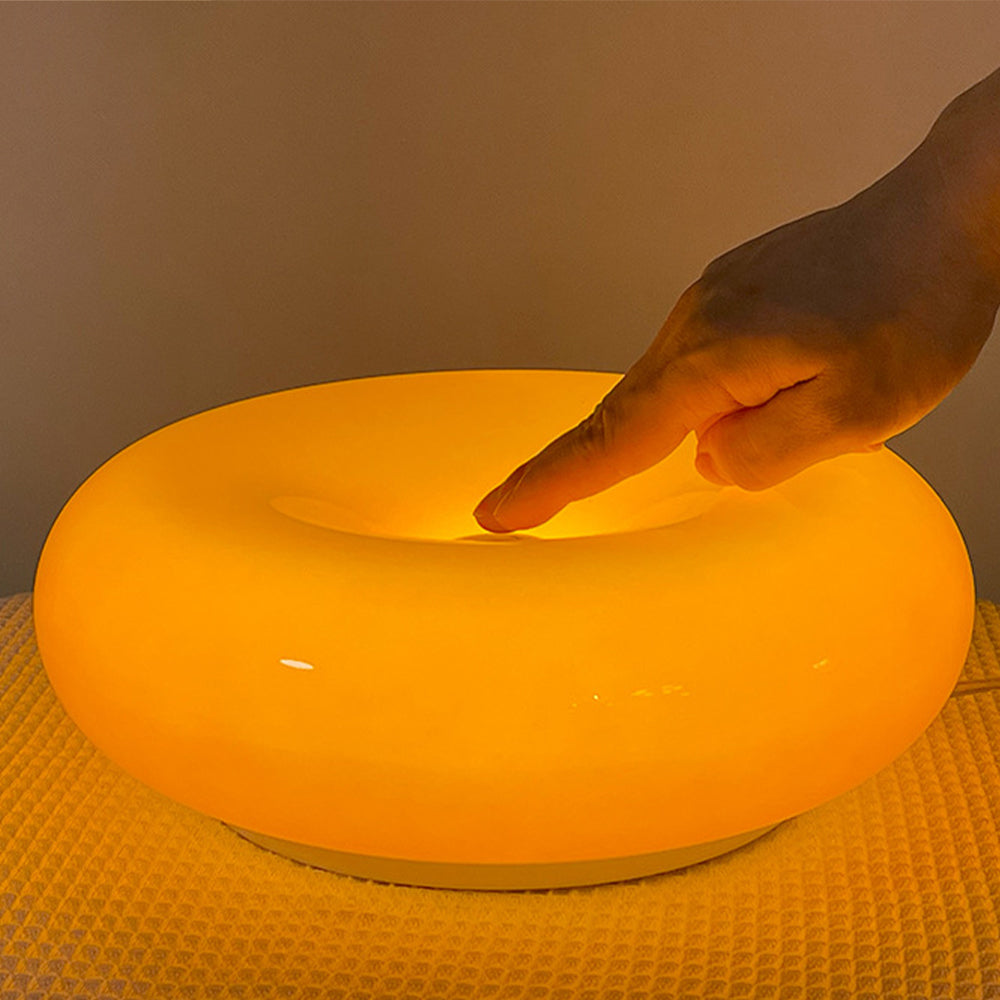 Lampada a ciambella - Lampada da tavolo e da parete a LED arancione dimmerabile, luce in vetro a risparmio energetico per soggiorno, camera da letto, dormitorio