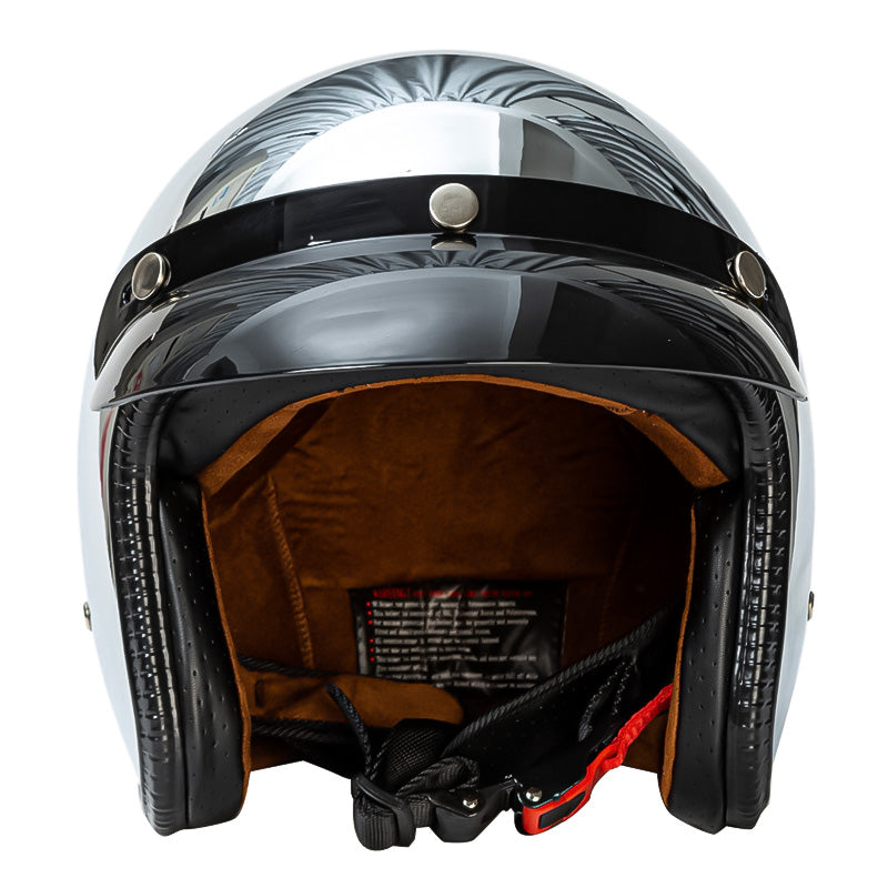 Silver Retro Helmet - DOT and ECE Approved