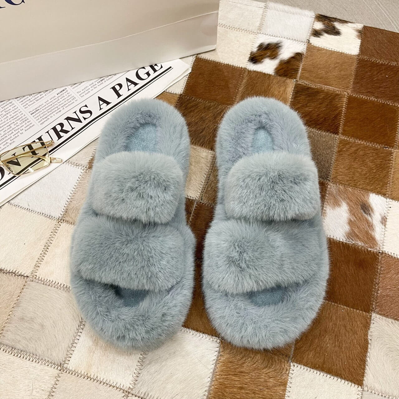 Ella Faux Fur Naisten Slides Sandaalit