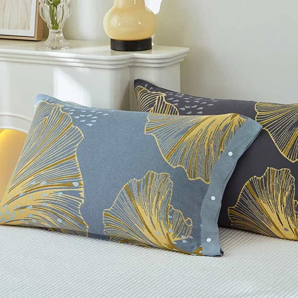 Housses de coussin en pur coton Golden Flora | Pack double