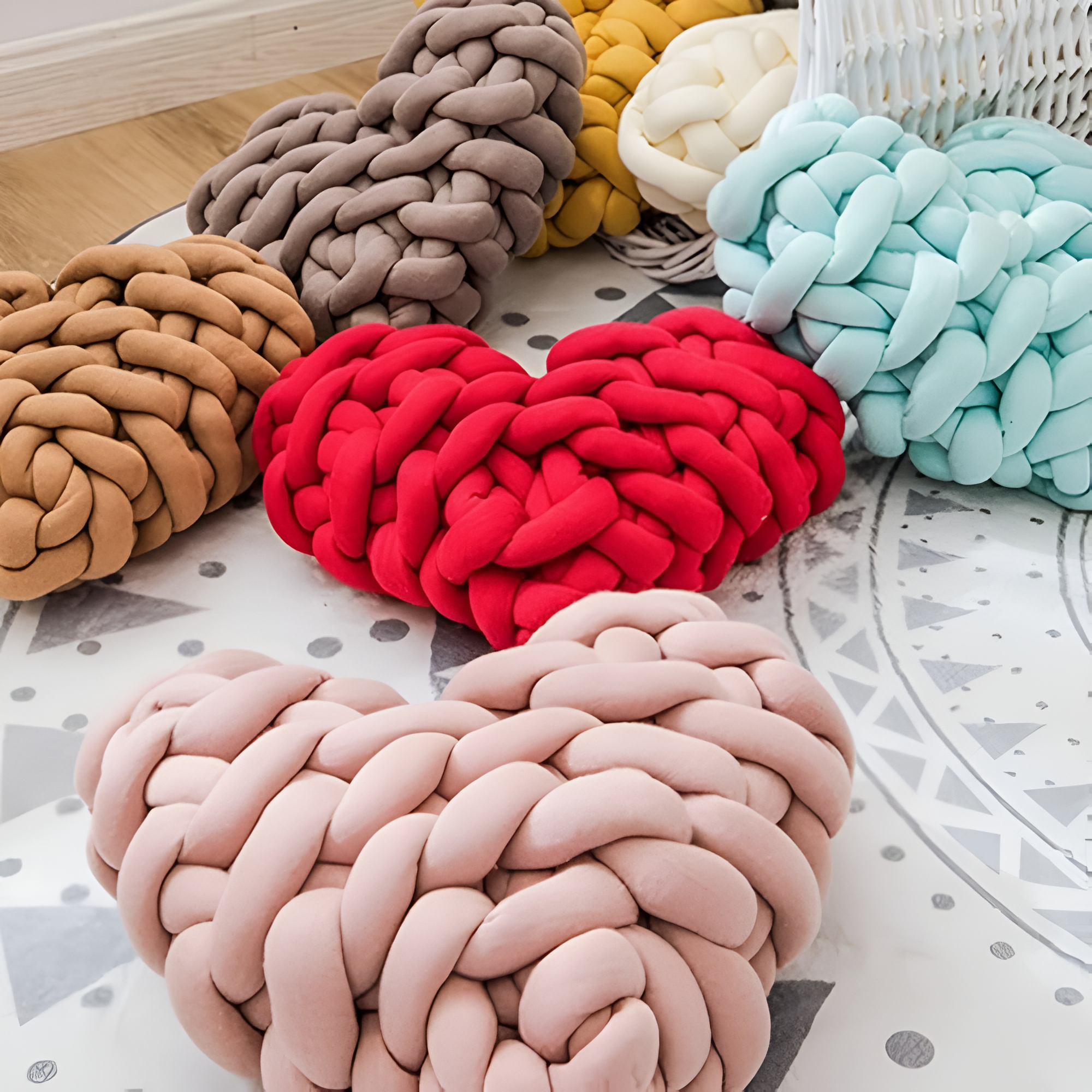 Plush Knotted Heart Shape Cushions