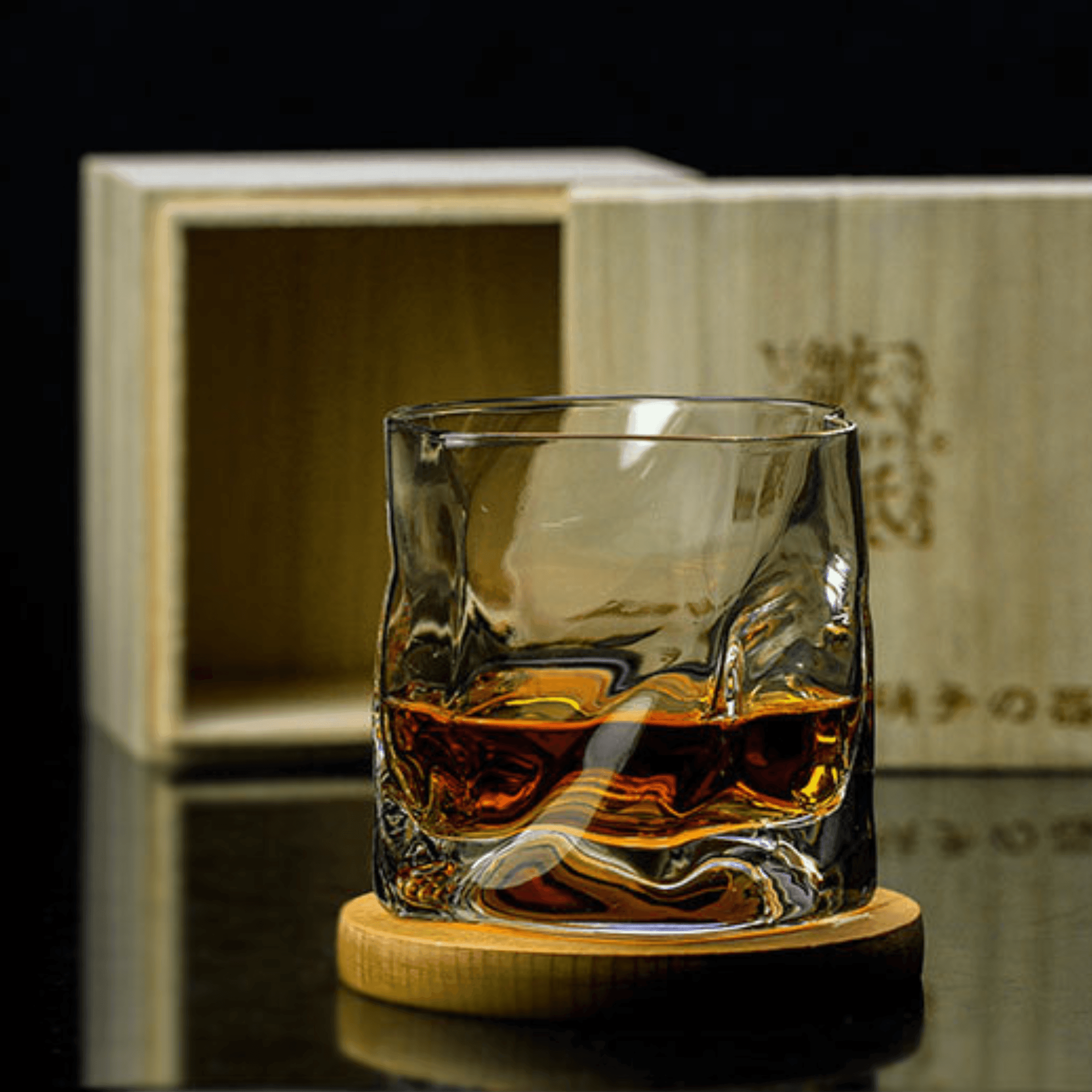 Bicchiere da whisky in vetro crumple Edo Kiriko giapponese