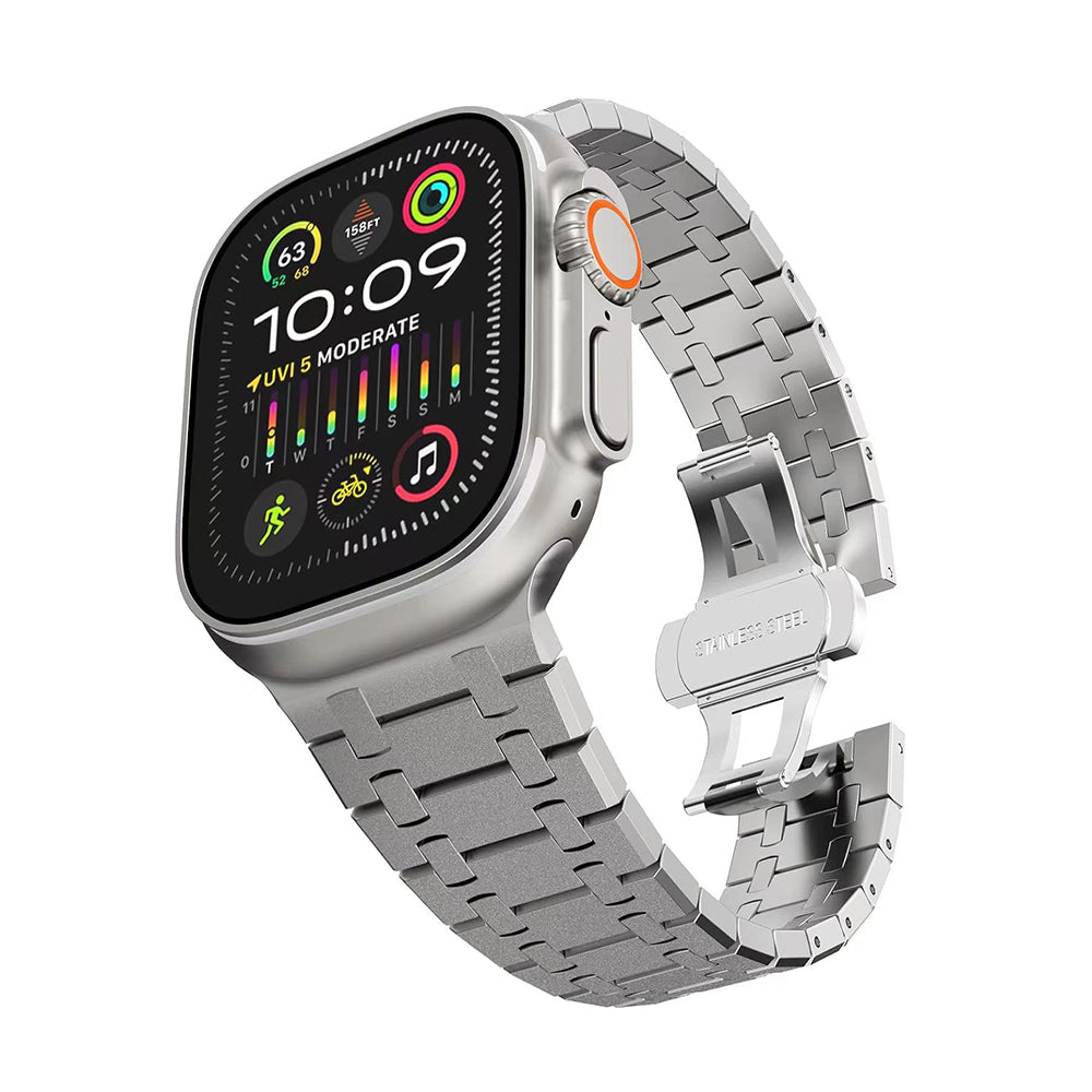 Correa de cadena doble intermitente de acero inoxidable AP para Apple Watch