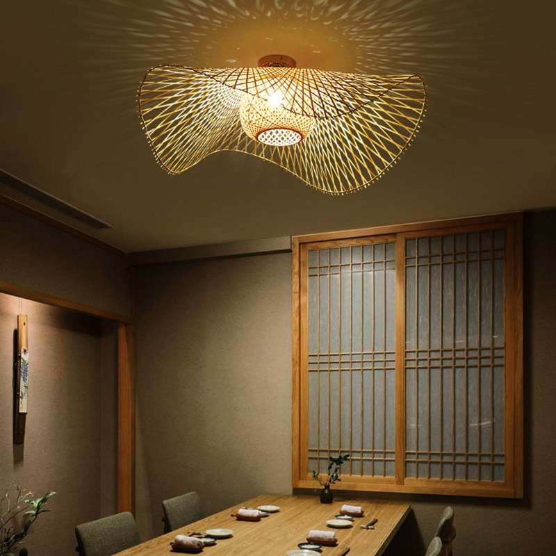 MutoCraft - Lampe suspendue en rotin de style japonais