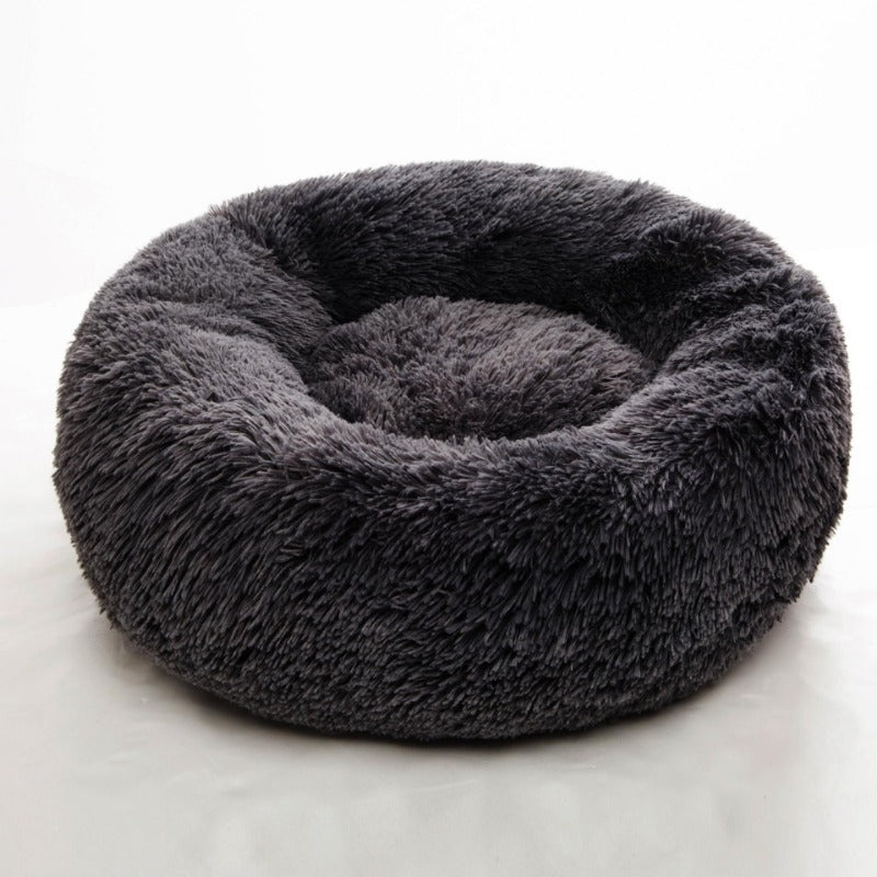 Round Plush Calming Donut Dog Bed for Small to Large Dogs