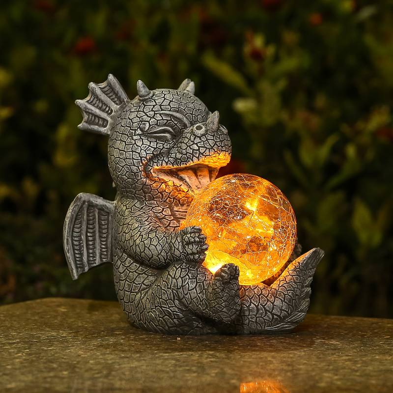 Puutarhapatsas - Draconis - Solar Lighting - Resin Dragon Patsasvalaisin