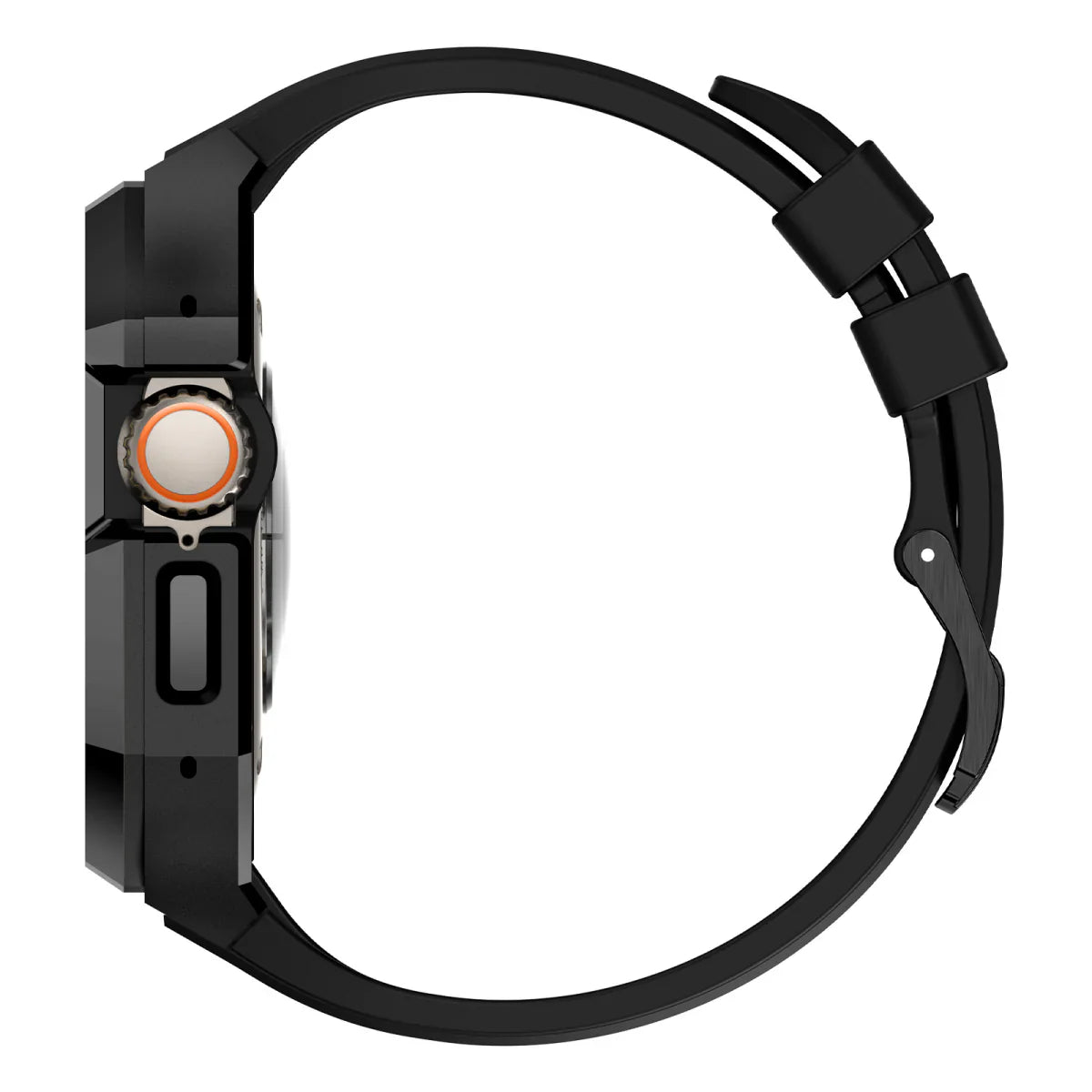 Boîtier en acier inoxydable avec bracelet en caoutchouc fluoré AP9009 pour Apple Watch