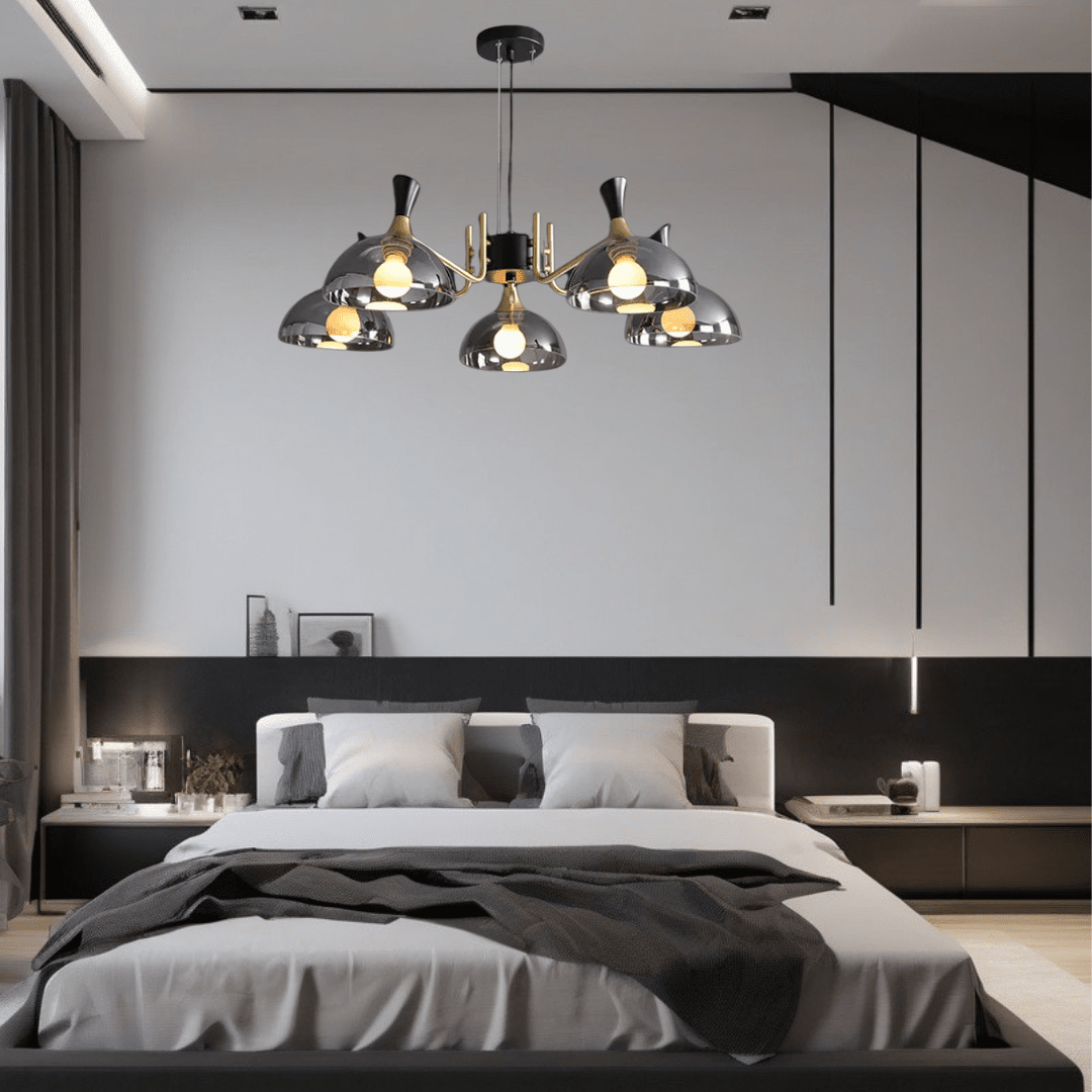 Lampadario LED in vetro nero Grosvenor