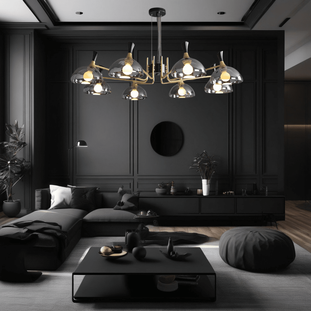 Lampadario LED in vetro nero Grosvenor