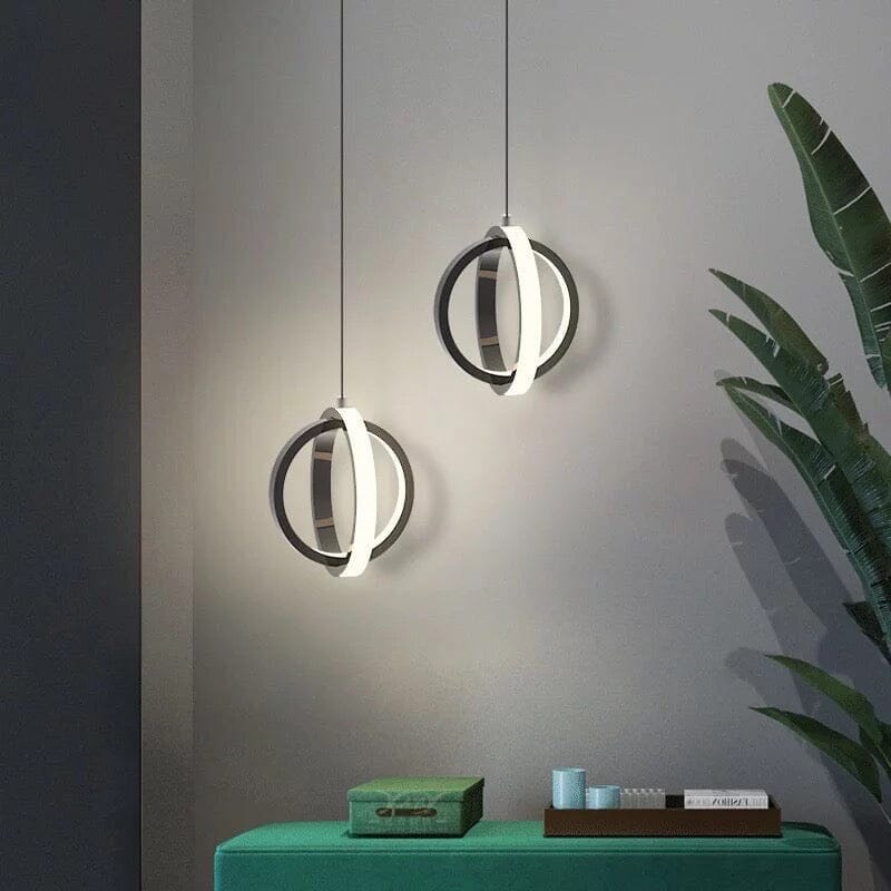 Mini Lampe Suspendue LED Circulaire Noire