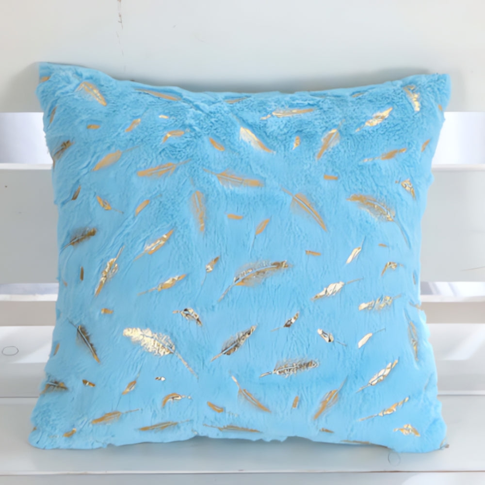 Housses de coussin en velours à feuilles dorées