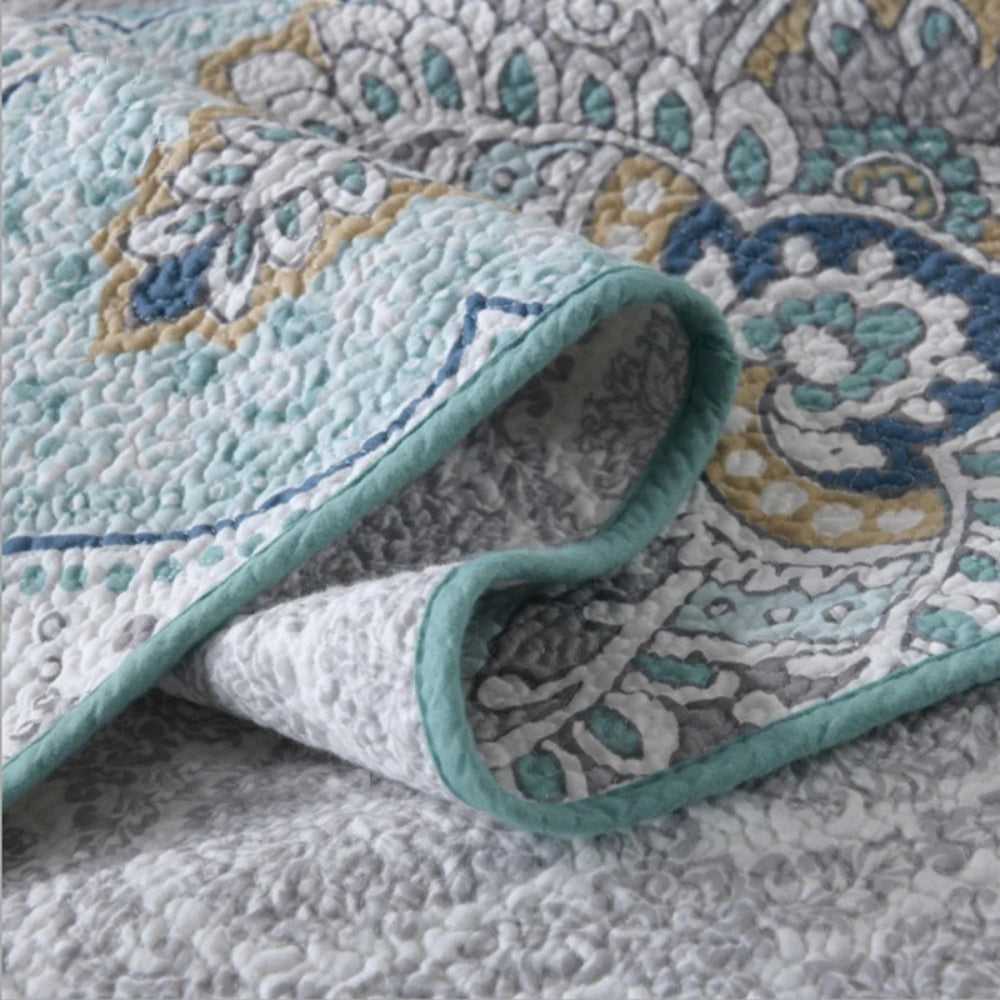 Ensemble de couvre-lit Paisley Aqua Teal