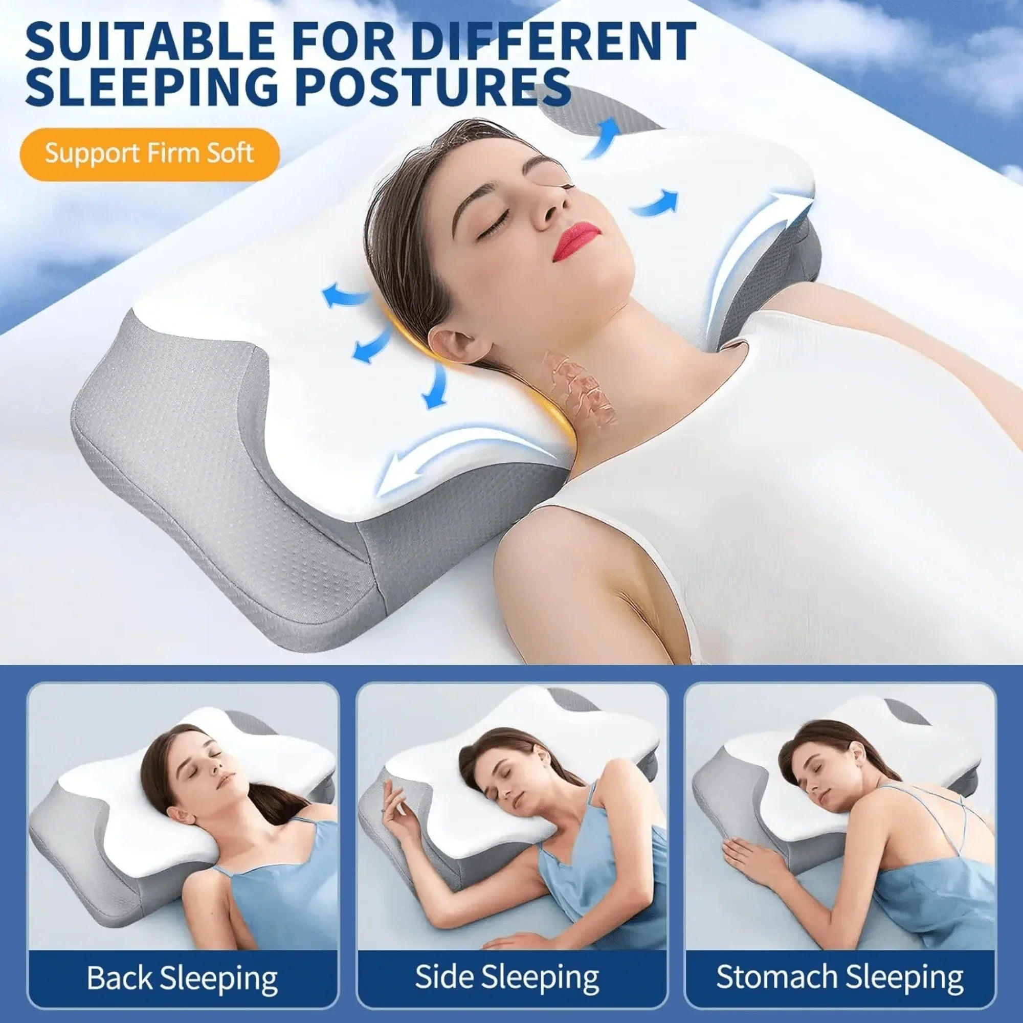 Butterfly Memory Foam Kudde - Ortopedisk Smärtlindrande Formad Kudde