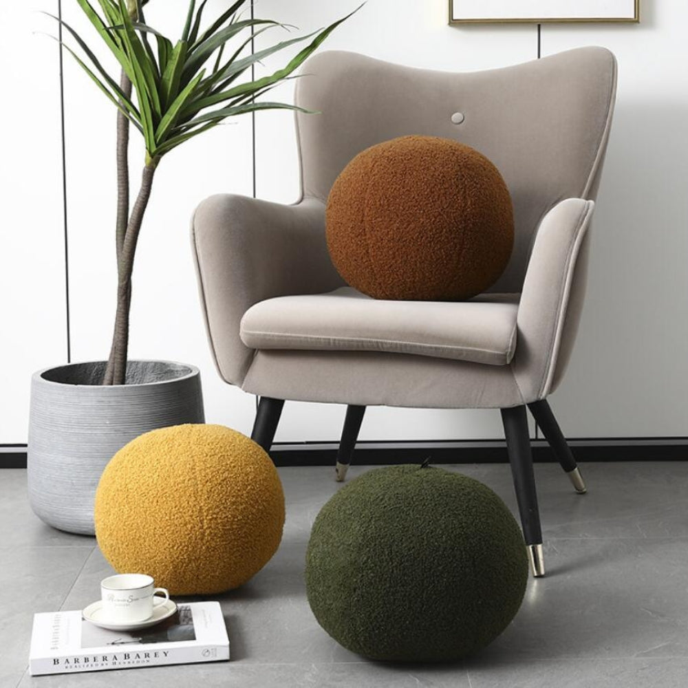 Plush Ball Shaped Boucle Cushion