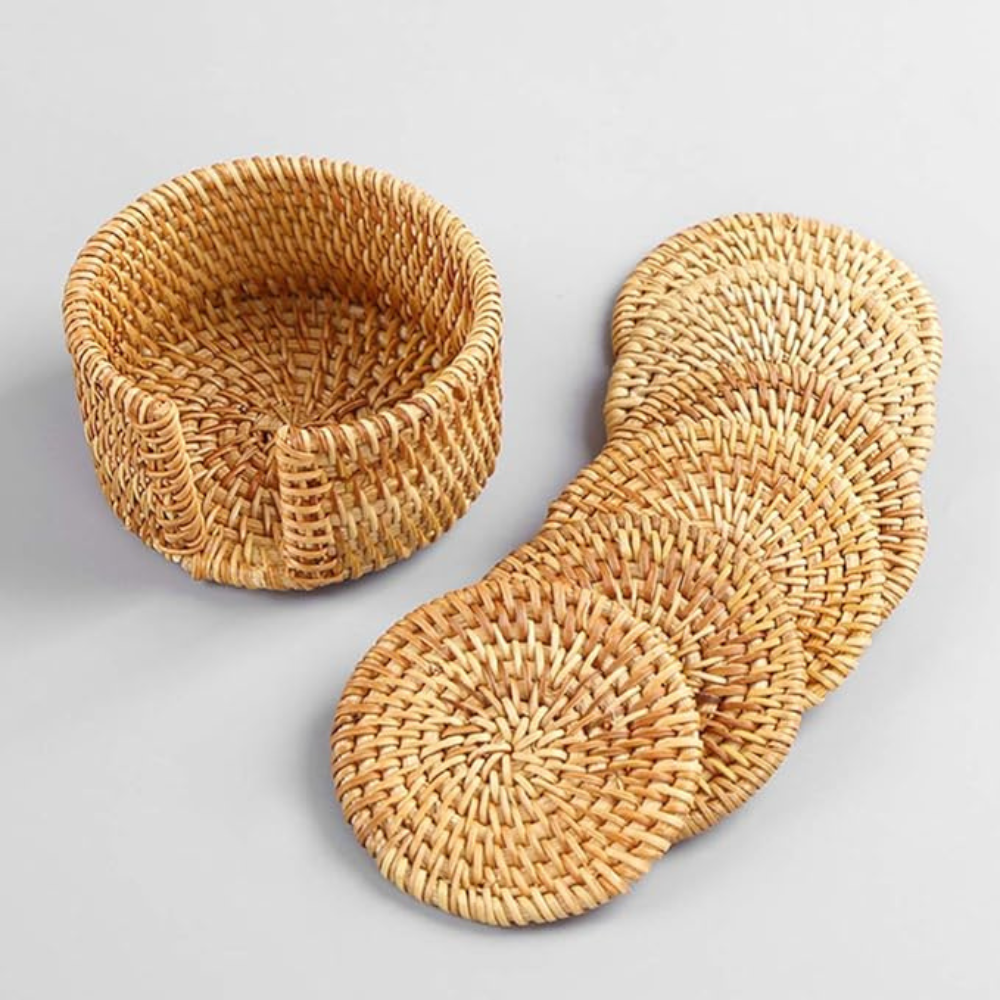 Handmade Rattan Coaster | 6pcs Set