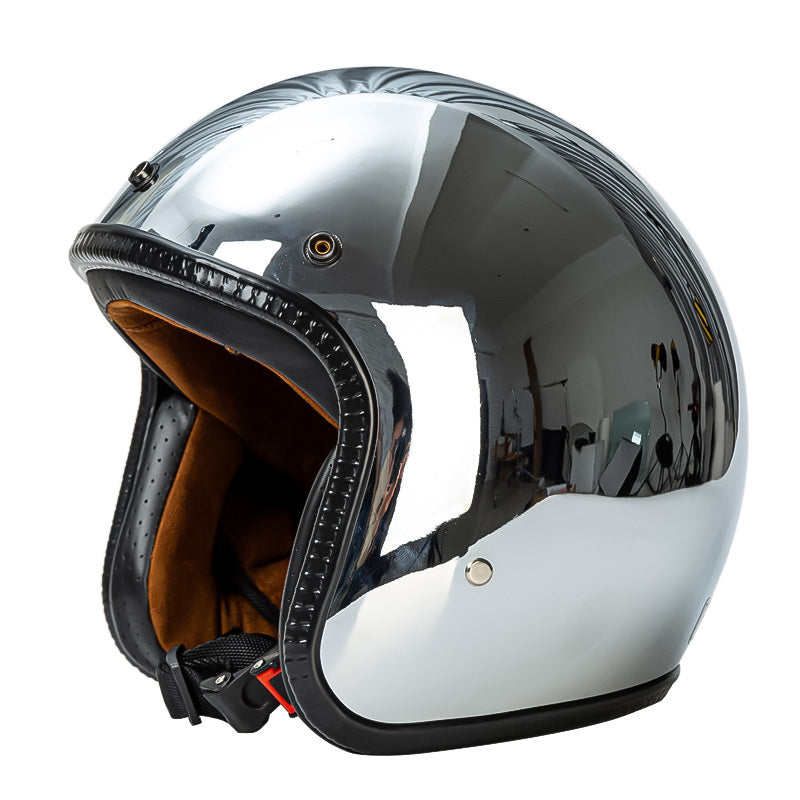 Silver Retro Helmet - DOT and ECE Approved