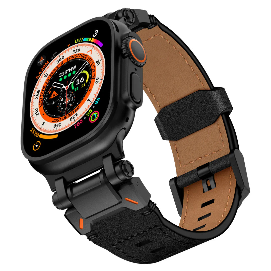 Neues Titan-Metallkopf-Lederarmband für die Apple Watch