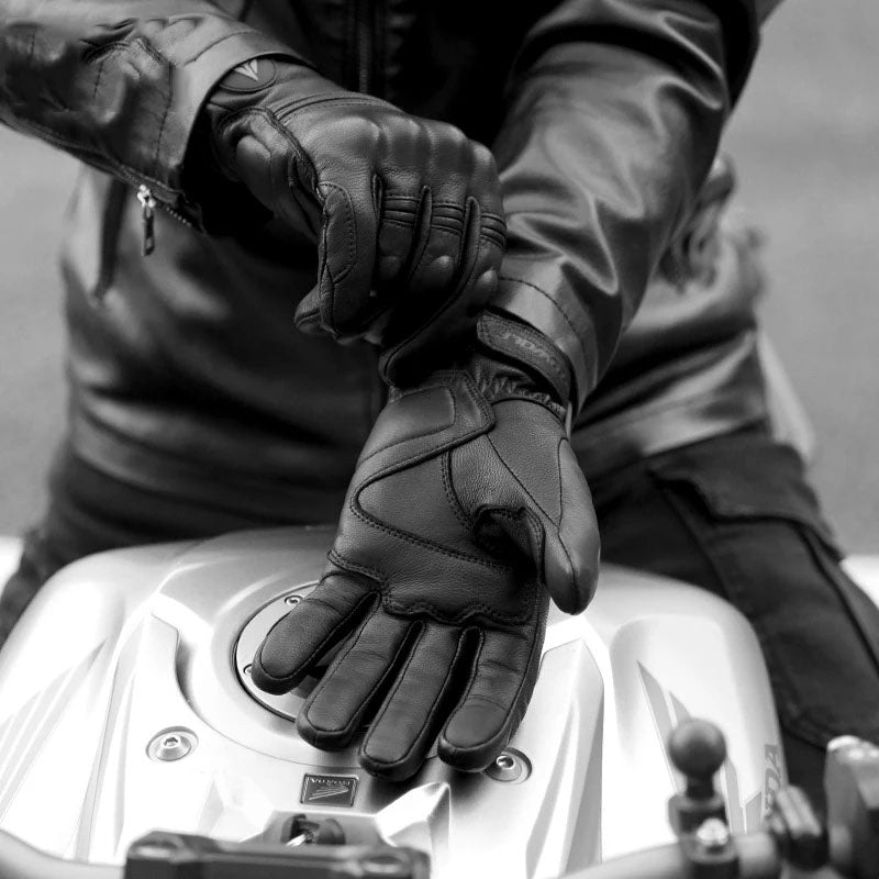 Guantes de moto de cuero con pantalla táctil a prueba de agua