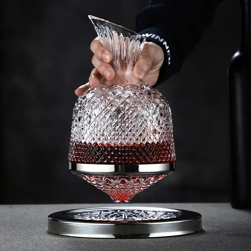 360° Rotating Crystal Wine Decanter