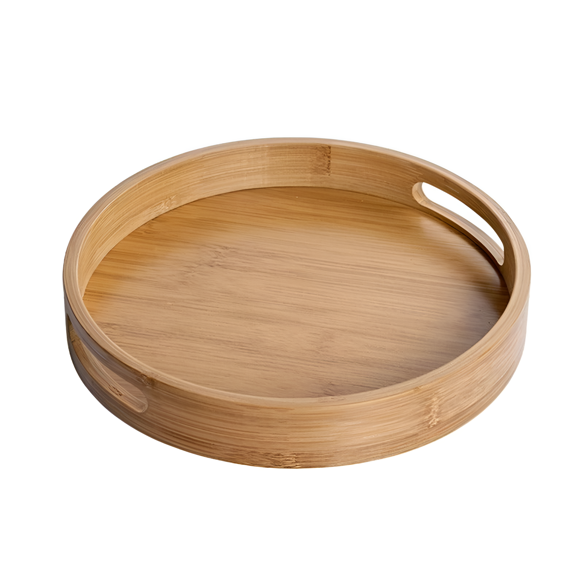 Plateau de service rond en bois de bambou