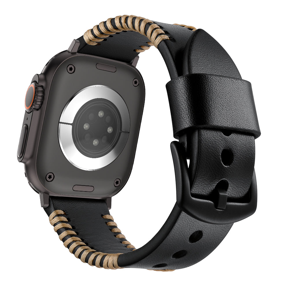 Correa de cuero cosida a mano para Apple Watch