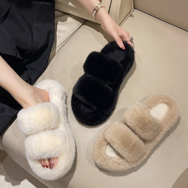 Ella Faux Fur Naisten Slides Sandaalit