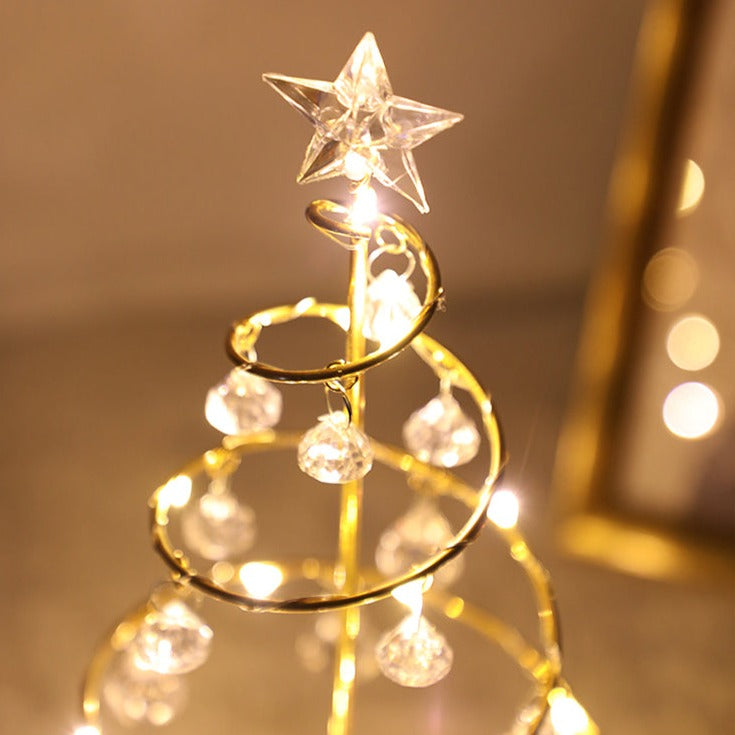 Lámpara de mesa con forma de árbol de Navidad de cristal