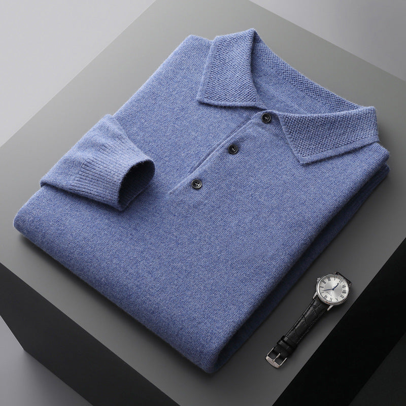 100% Cashmere Long Sleeve Polo Shirt