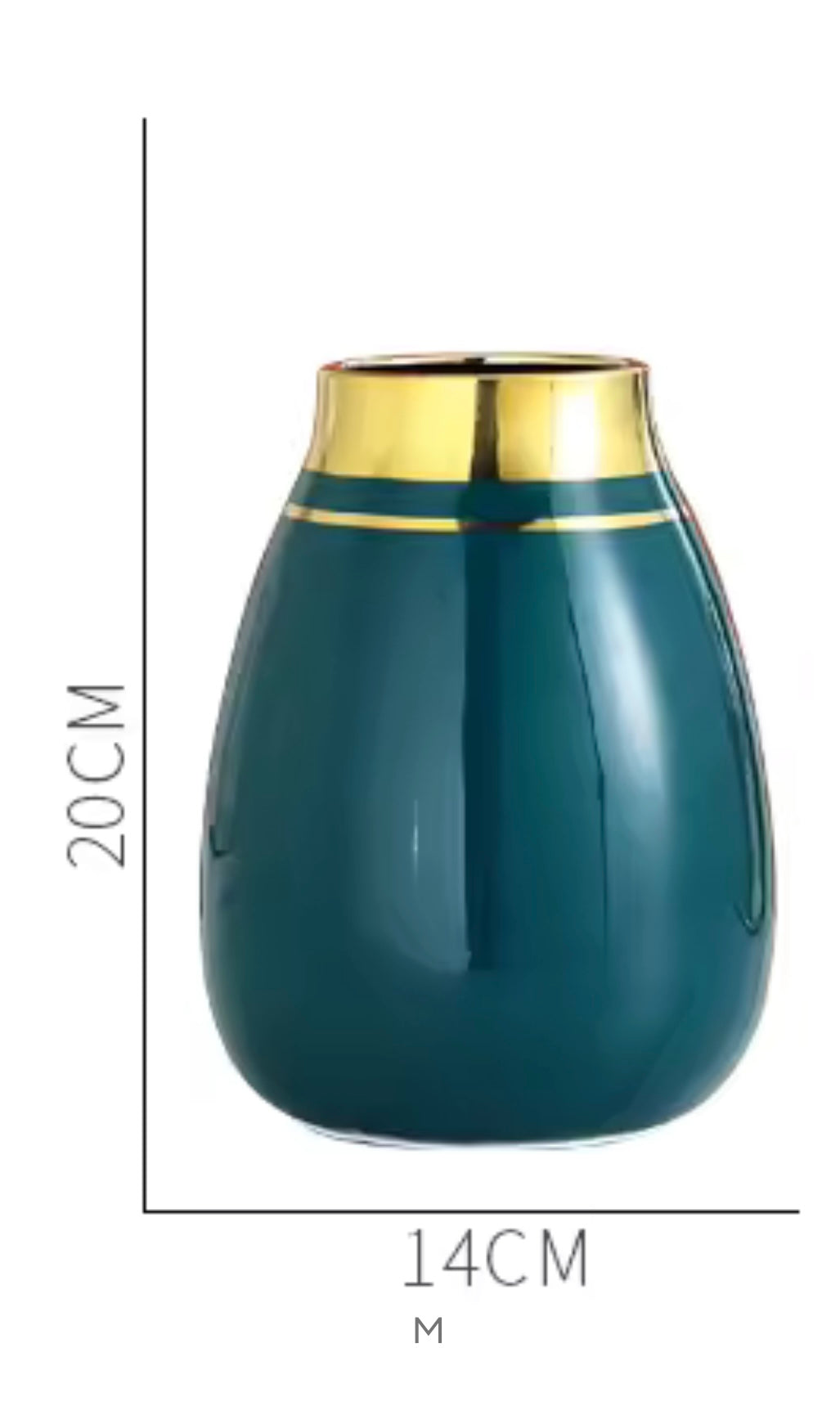 Vase Cascade Design Esthétique Vernis Vert avec Finition Dorée