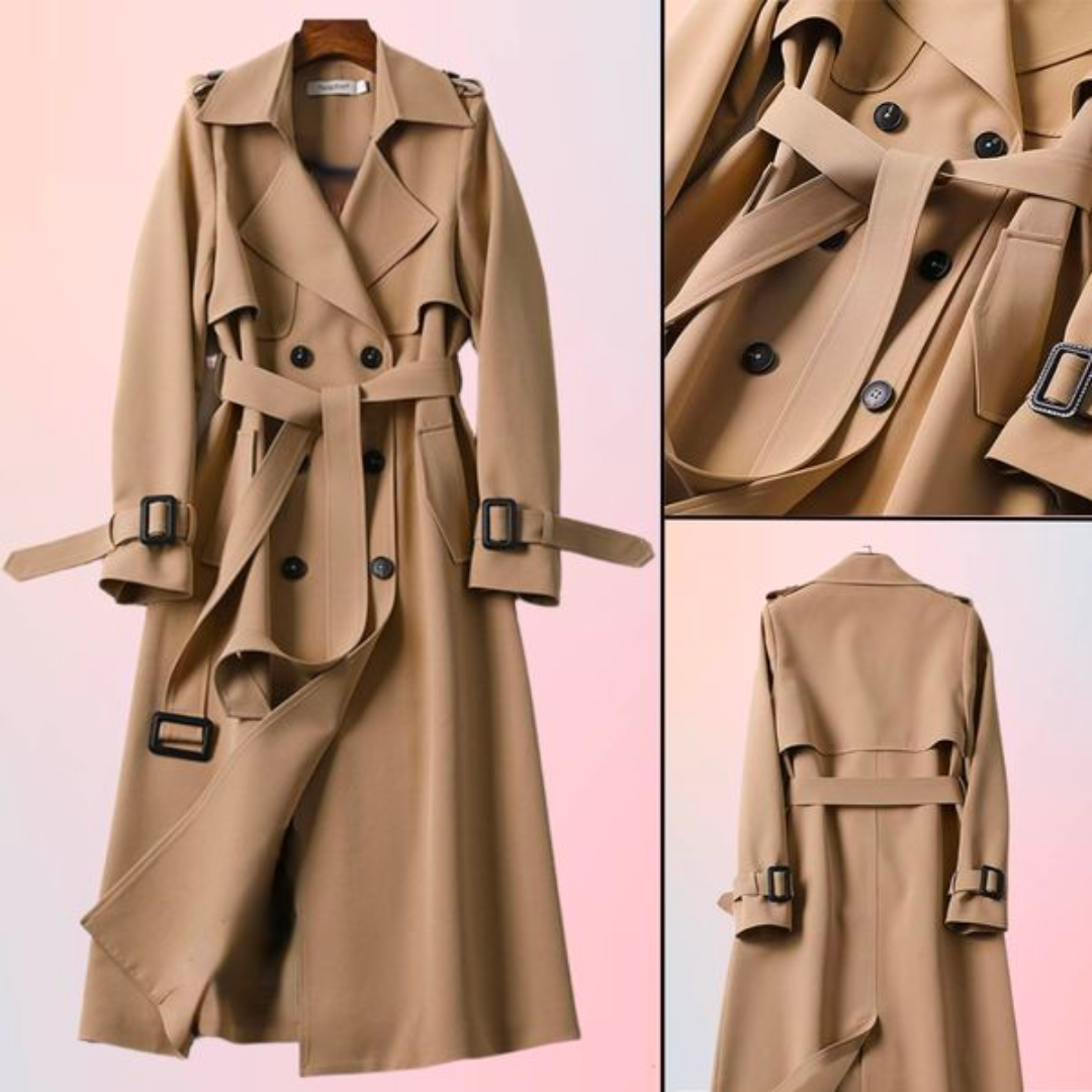 Trench/giacca autunnale Fiona in stile British con doppi bottoni