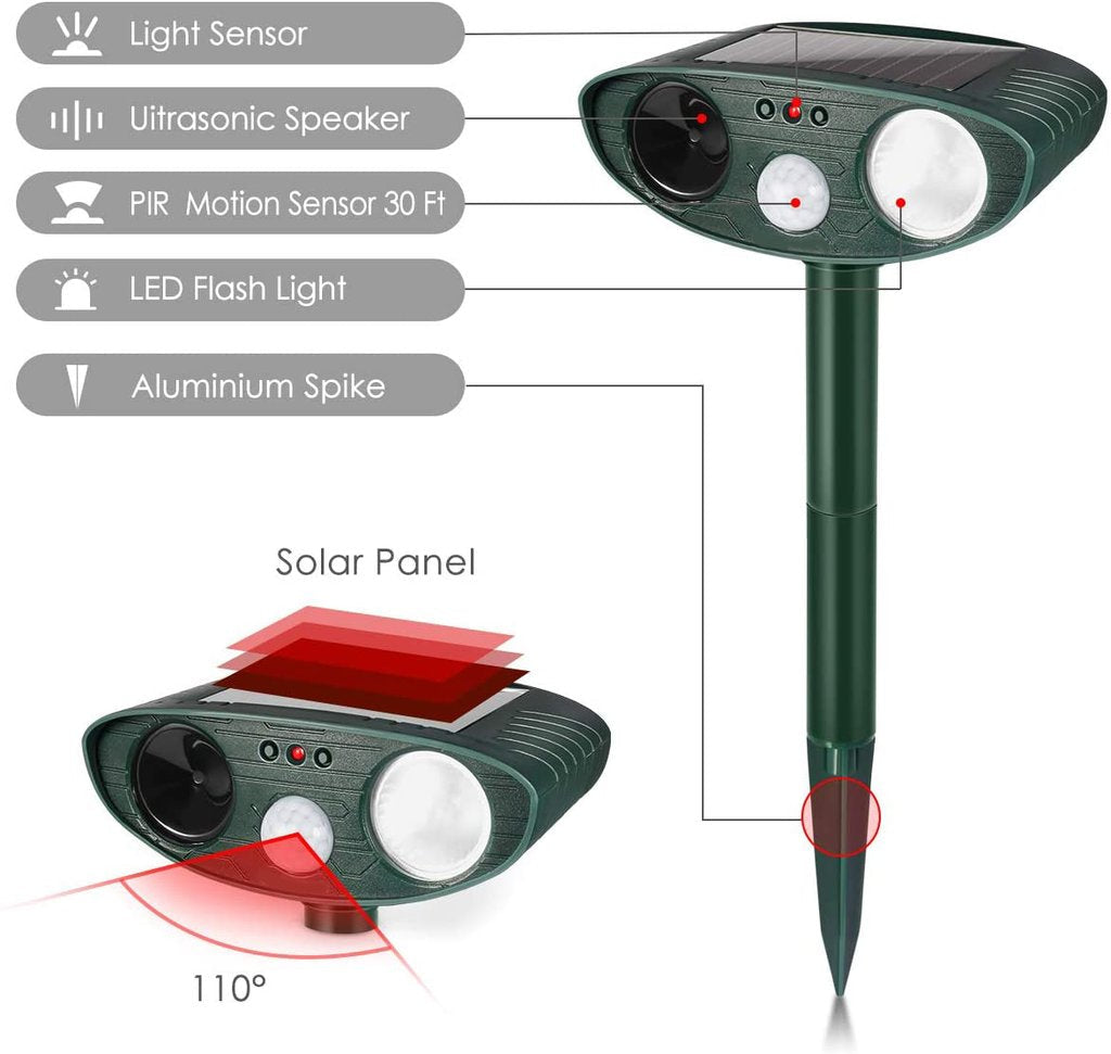 Repelente ultrasónico solar para exteriores para gatos: deshazte de los gatos en 48 horas o es GRATIS