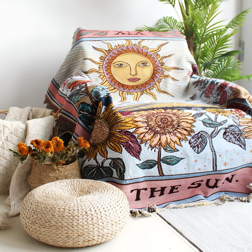 Boho Słoneczny Tapestry Koc