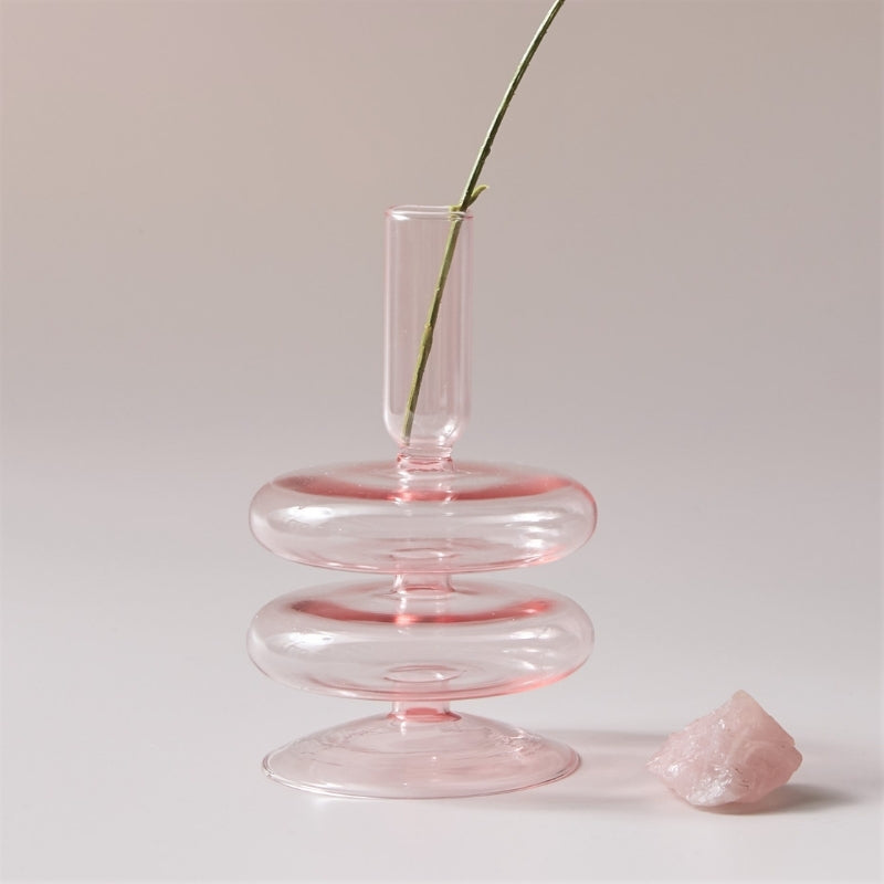 Sakura Rosa Glass Taper Lysestake & Vaser