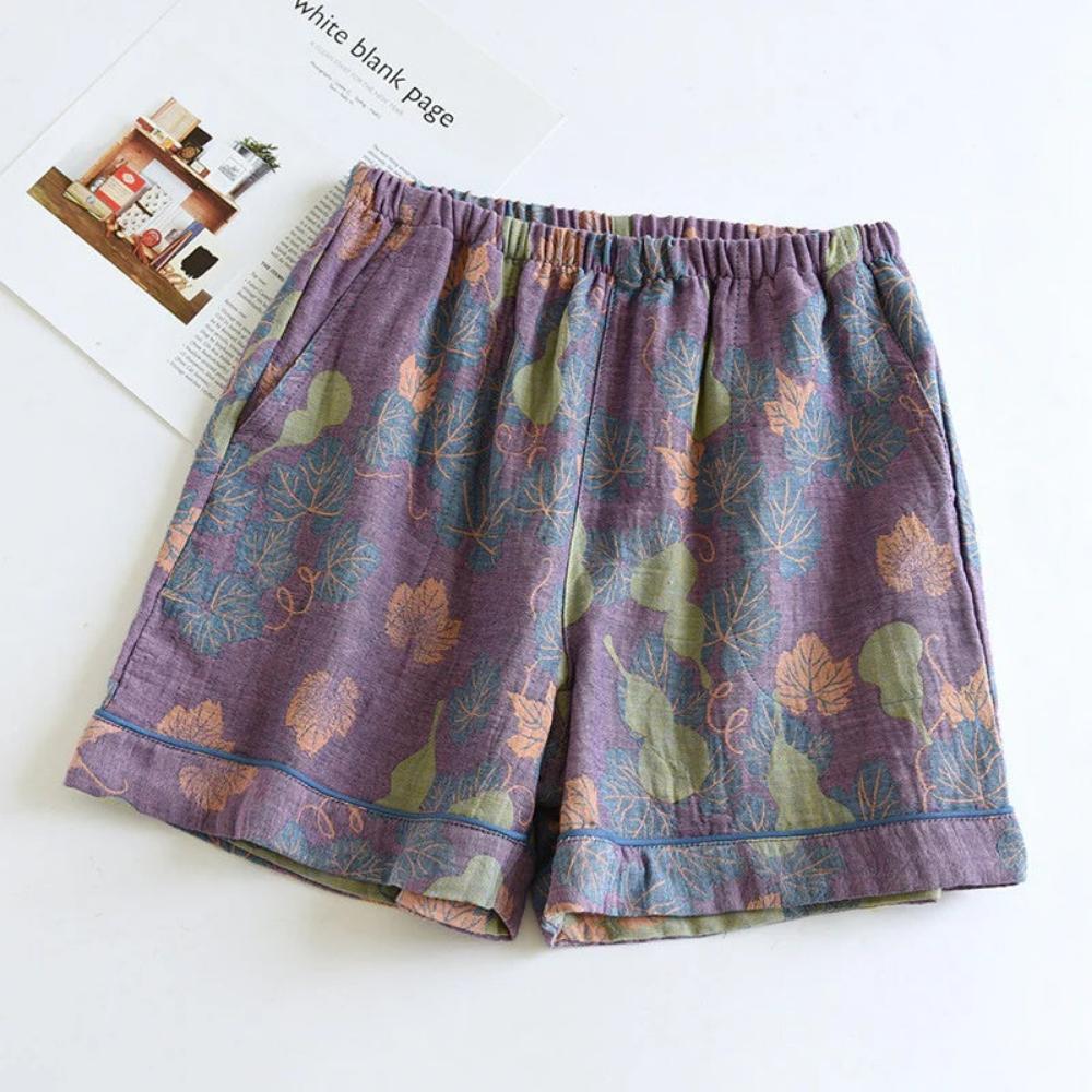 Blumenmuster Elastische Taillenkurzshorts