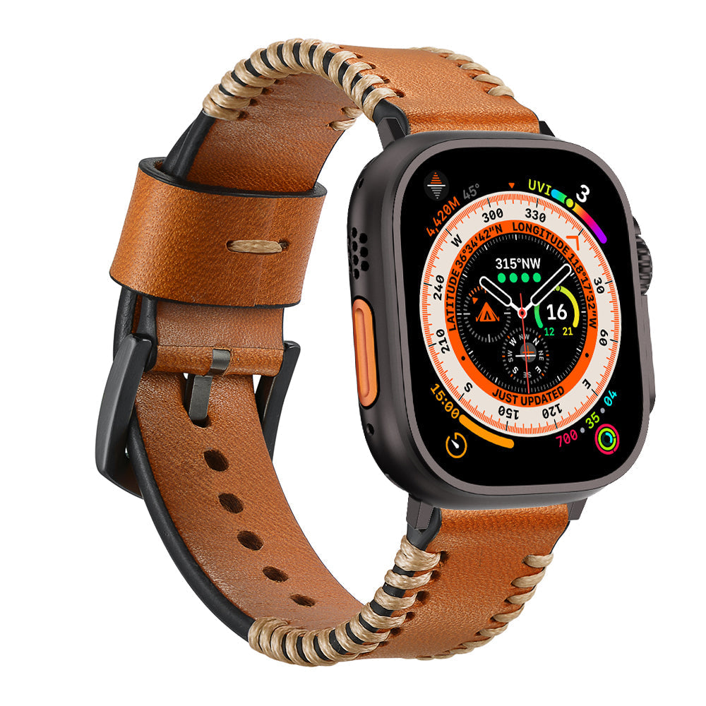 Bracelet en cuir cousu à la main pour Apple Watch