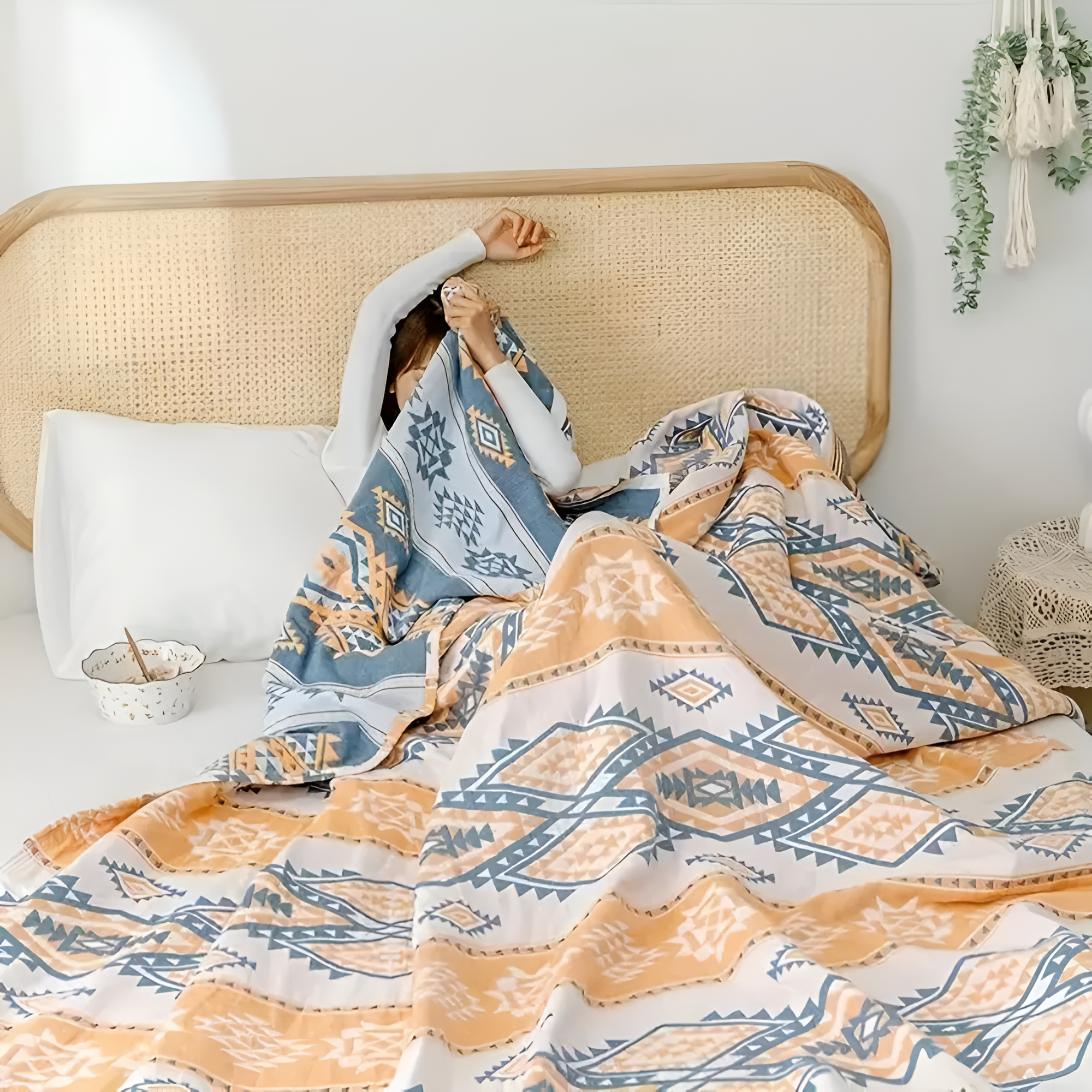 Serene Boho Style Cotton Blanket