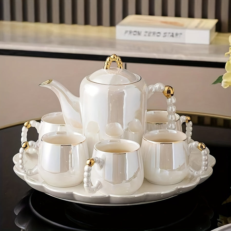 European Pearl Glazed Porcelain Tea Set