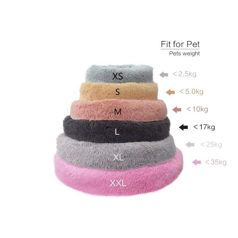 Round Plush Calming Donut Dog Bed for Small to Large Dogs