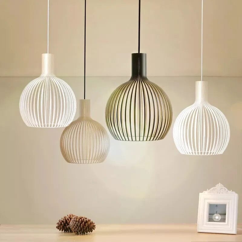 Lustre suspendu en forme de cage en bois de style nordique