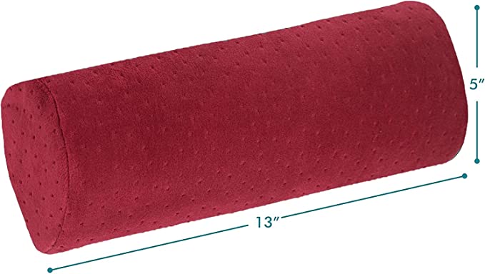 Bamboo Red Round Cervical Roll Cylinder Bolster Pillow- Solorfit