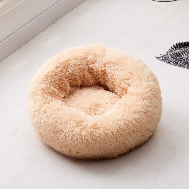 Round Plush Calming Donut Cat Bed Nest