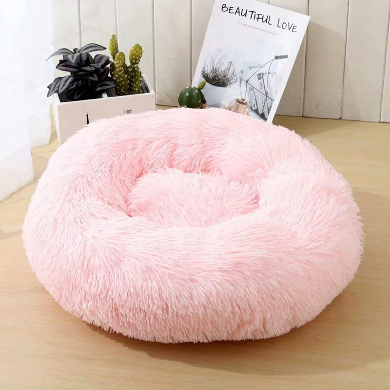 Round Plush Calming Donut Cat Bed Nest