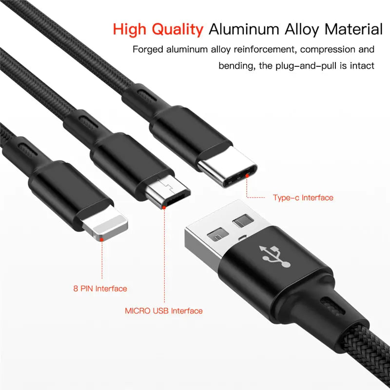 3-v-1 USB kabel pro iPhone a Android