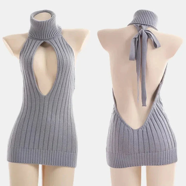 Sexy Hollow Out Pullover Backless Virgin Killer Sweater