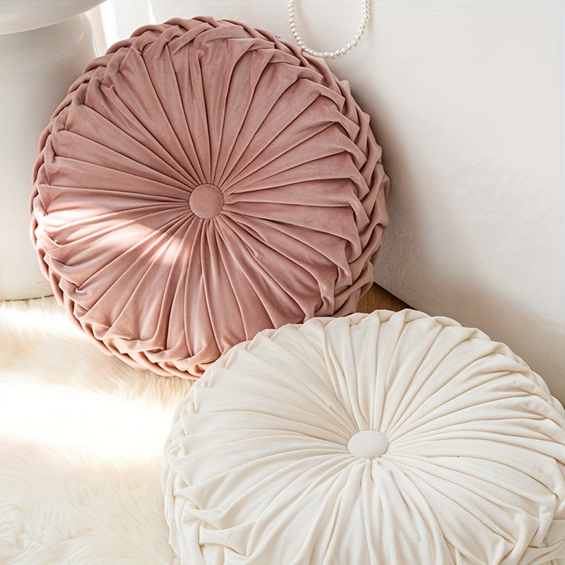 PumpkinVelvet - Round Cushion of Soft Velours for Living Room and Office