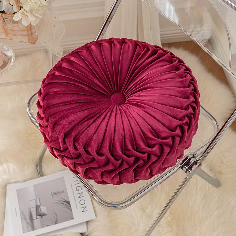 PumpkinVelvet - Round Cushion of Soft Velours for Living Room and Office