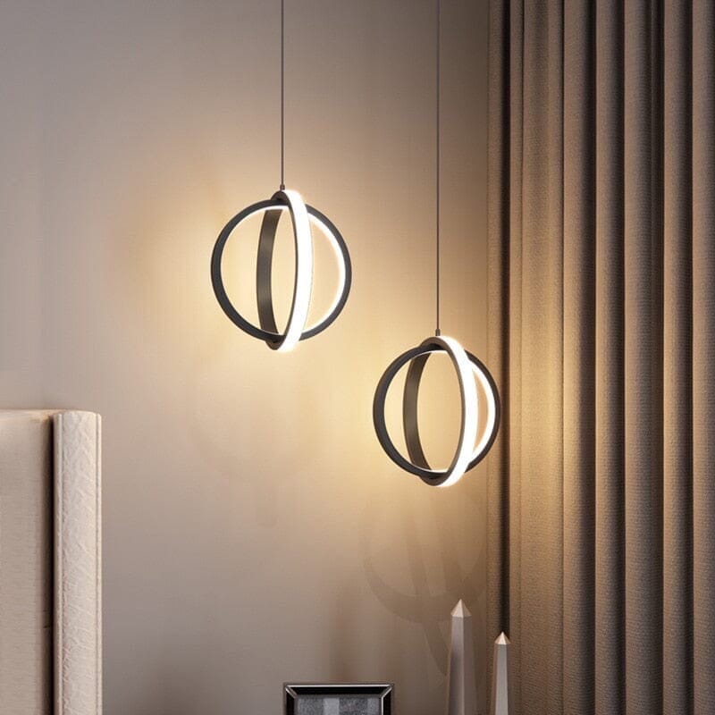 Mini Lampe Suspendue LED Circulaire Noire